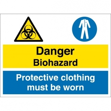 Biohazard Protectve Clothing Must Be Worn Signs