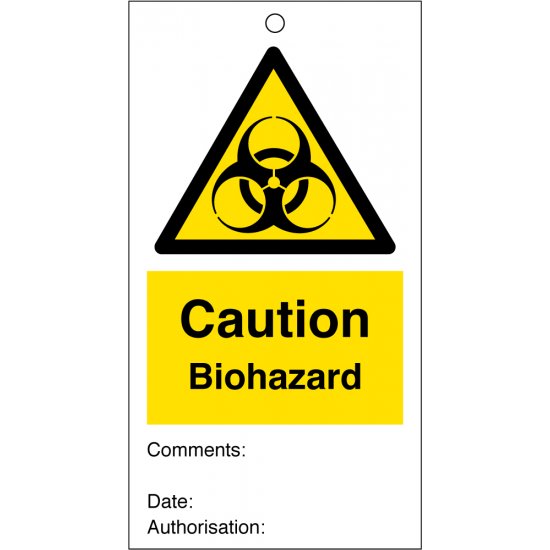 Biohazard Safety Tags 80mm x 150mm Pack of 10