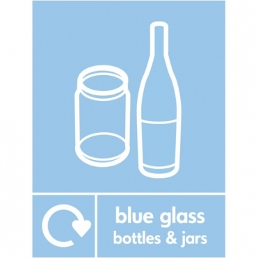 Blue Glass Waste Recycling Signs