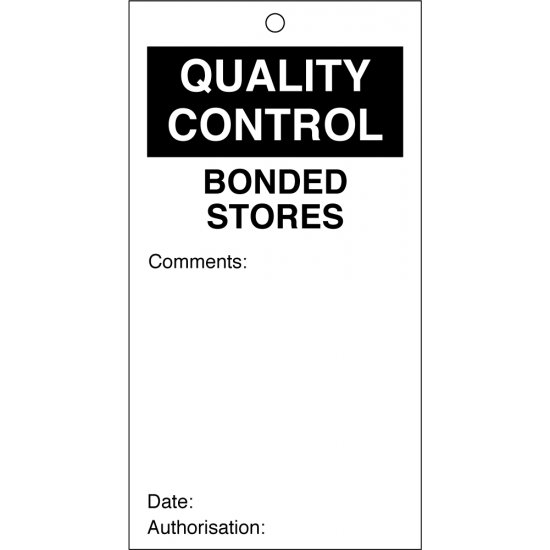 Bonded Stores Quality Control Tags 80mm x 150mm Pack of 10