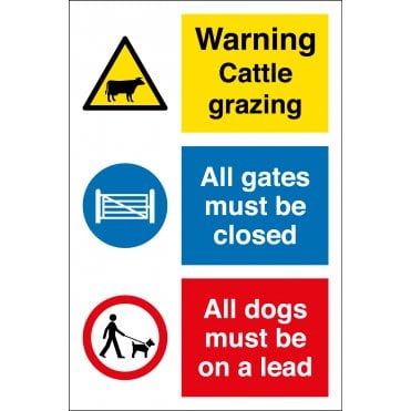 Cattle Grazing All Gates Must Be Closed All Dogs Must Be On A Lead Sign