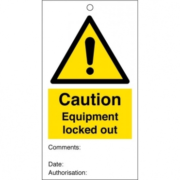 Caution Equipment Locked Out Safety Tags 80mm x 150mm Pack of 10