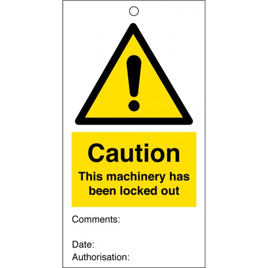 Caution This Machinery Has Been Locked Out Safety Tags 80mm x 150mm Pack of 10