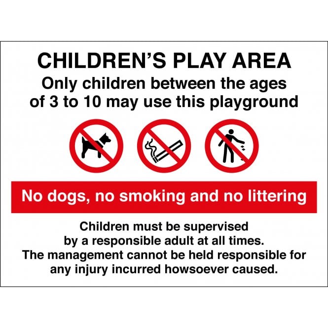 Childrens Play Area 3 to 10 Years Multi Message Sign