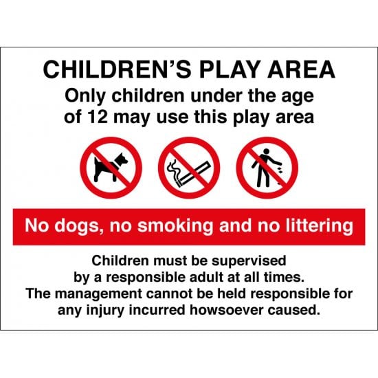 Childrens Play Area Under 12 Years Multi Message Sign