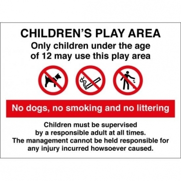 Childrens Play Area Under 12 Years Multi Message Sign