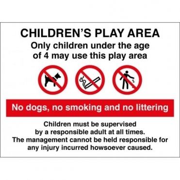 Childrens Play Area Under 4 Years Multi Message Sign