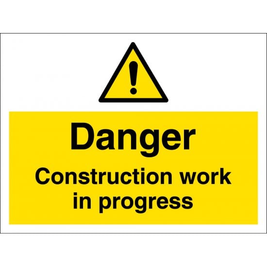 Piling In Progress Sign Material: 1mm Rigid Plastic Construction Site Hazard Warning Signs