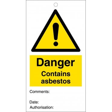 Contains Asbestos Safety Tags 80mm x 150mm Pack of 10