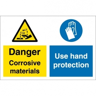 Corrosive Materials Use Hand Protection Signs