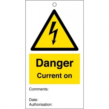 Current On Safety Tags 80mm x 150mm Pack of 10