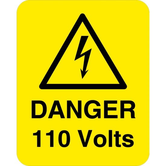Danger 110 Volts Labels