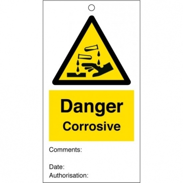 Danger Corrosive Safety Tags 80mm x 150mm Pack of 10