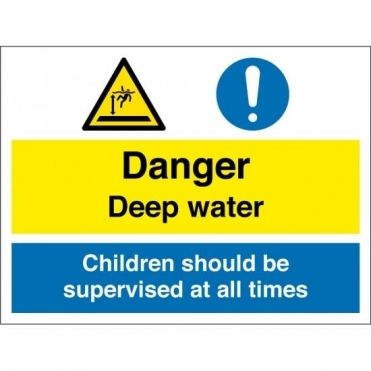 Danger Deep Water Children Should Be Supervised Signs