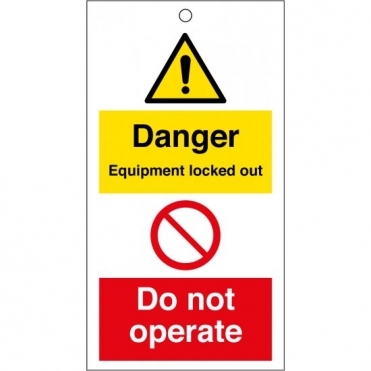Danger Equipment Locked Out Do Not Operate Safety Tags 80mm x 150mm Pack of 10
