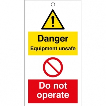 Danger Equipment Unsafe Do Not Operate Safety Tags 80mm x 150mm Pack of 10