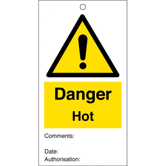 Danger Hot Safety Tags 80mm x 150mm Pack of 10