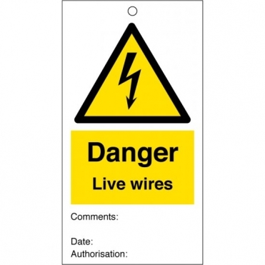 Danger Live Wires Safety Tags 80mm x 150mm Pack of 10
