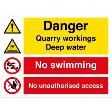 Danger Quarry Workings Deep Water Signs