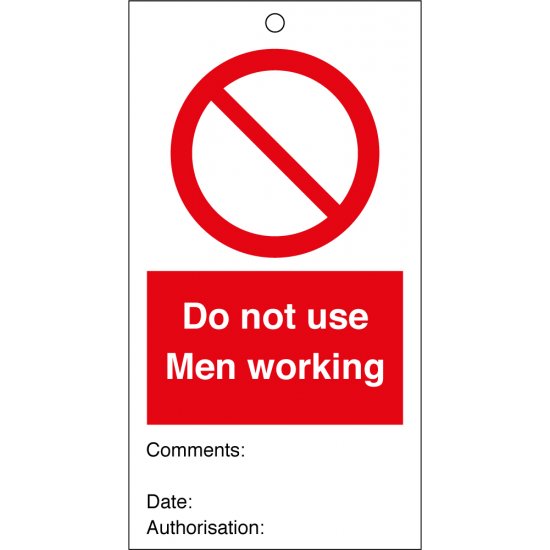 Do Not Use Men Working Safety Tags 80mm x 150mm Pack of 10