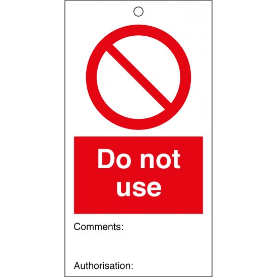 Do Not Use Safety Tags 80mm x 150mm Pack of 10