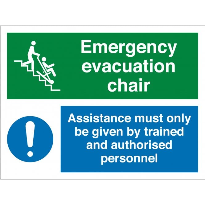 Emergency Evacuation Chair Assistance Signs