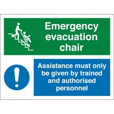 Emergency Evacuation Chair Assistance Signs
