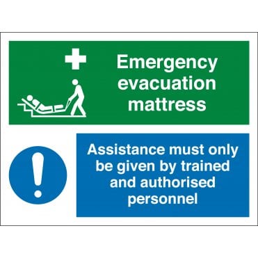 Emergency Evacuation Mattress Assistance Sign