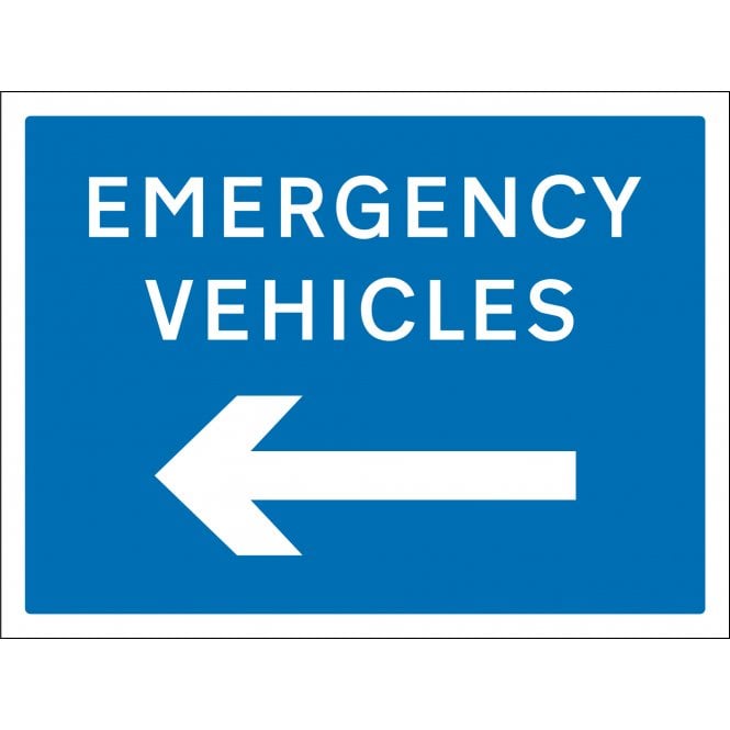 Emergency Vehicles Arrow Left Sign
