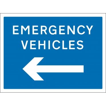 Emergency Vehicles Arrow Left Sign