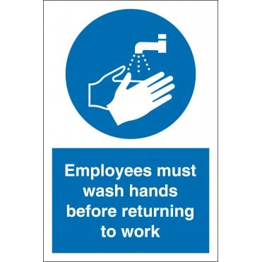 Employees Must Wash Hands Before Returning To Work Sign