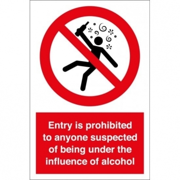 Entry Is Prohibited To Anyone Suspected Of Being Under The Influence Of Alcohol Signs