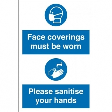 Face Coverings Must Be Worn Sanitise Your Hands Signs