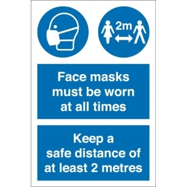 Face Masks Must Be Worn Keep Distance Signs