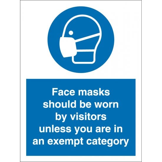 Face Masks Should Be Worn By Visitors Unless Exempt Signs