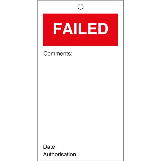 Failed Quality Control Tags 80mm x 150mm Pack of 10