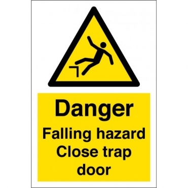 Falling Hazard Close Trap Door Signs