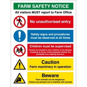 Size: 300mm x 400mm Farm Safety Signs