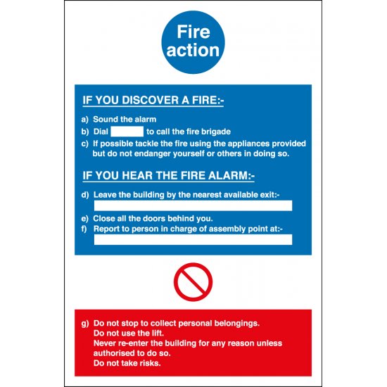 Fire Action Notice Signs