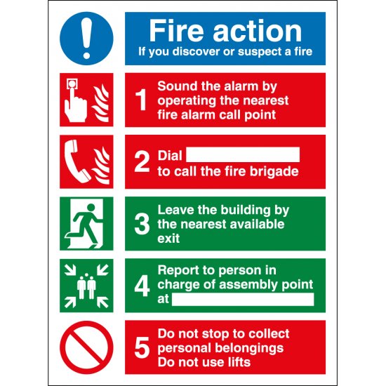 Fire Action Notice Signs