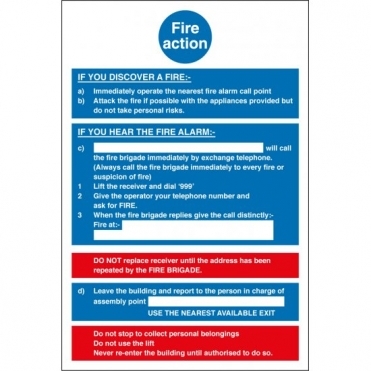 Fire Action Notice Signs