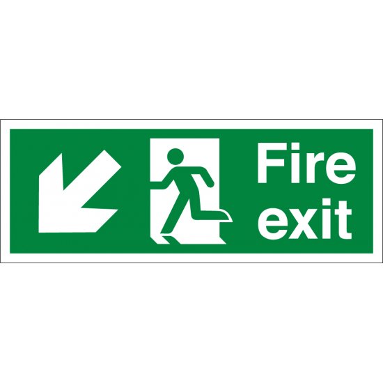 Fire Exit Arrow Down Left Signs