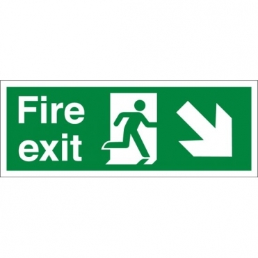Fire Exit Arrow Down Right Signs