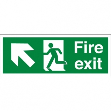 Fire Exit Arrow Up Left Signs