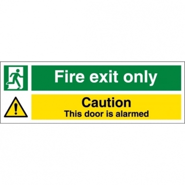 Fire Exit Only Door Alarmed Signs