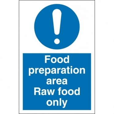Food Preparation Area Raw Food Only Signs
