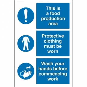 Food Production Protective Clothing Wash Hands Signs