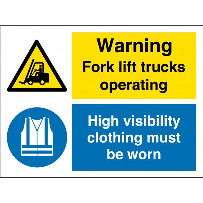 Fork Lift Trucks Operating Wear High Visibility Clothing Signs