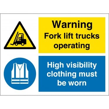 Fork Lift Trucks Operating Wear High Visibility Clothing Signs
