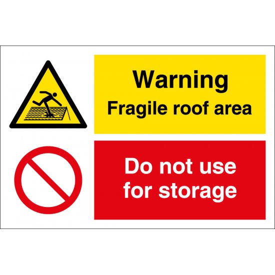 Fragile Roof Do Not Use For Storage Signs